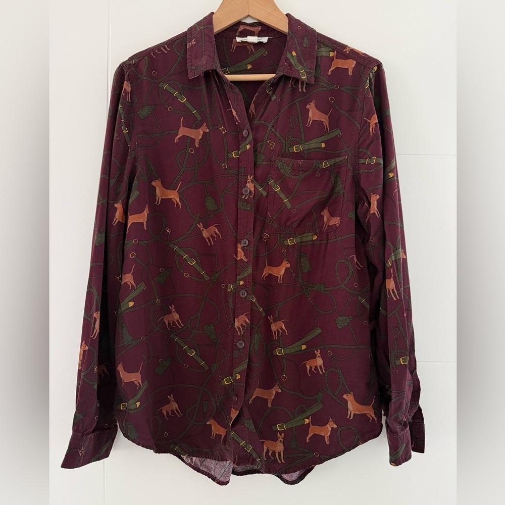 beachlunchlounge Dog Motif Button Down Shirt, size medium. - Picture 2 of 8